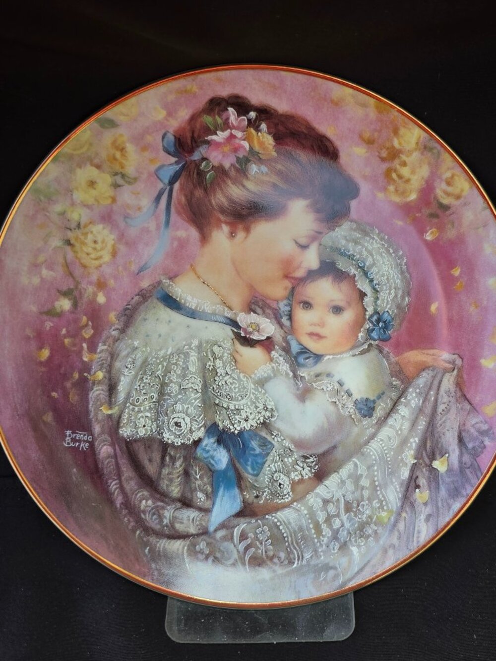1990 “Cherished Moment” Plate • Brenda Burke • Mother’s Day Bonds of Love Series